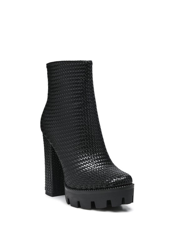 London Rag Solid Textured Block Heeled Boots