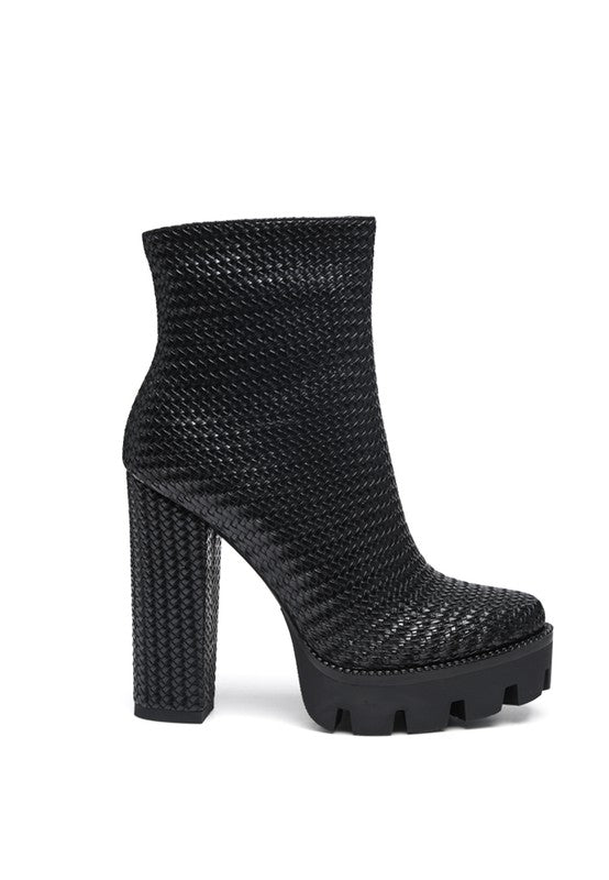 London Rag Solid Textured Block Heeled Boots