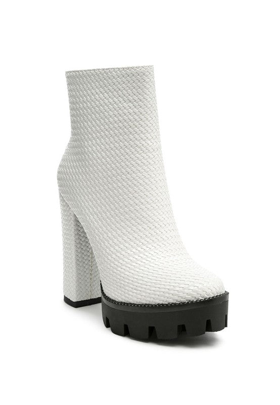 London Rag Solid Textured Block Heeled Boots