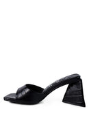 Trinity Triangle Block Heeled Croc Sandals - SELFTRITSS