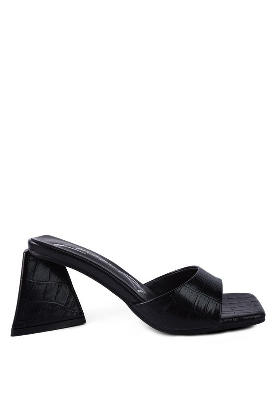 Trinity Triangle Block Heeled Croc Sandals - SELFTRITSS