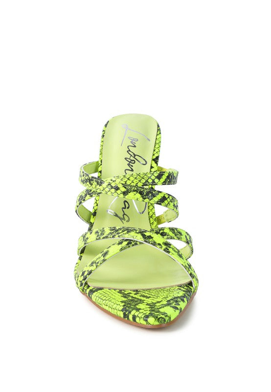 NIGHTCLUB HIGH HEELED NEON ANIMAL SANDALS - SELFTRITSS