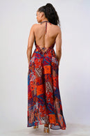 Bohemian print sequin lace trim maxi dress - SELFTRITSS