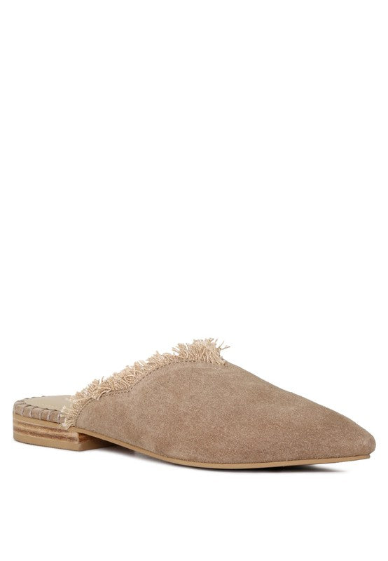 Molly Frayed Leather Mules - SELFTRITSS