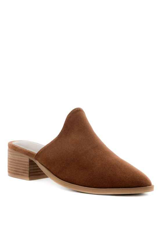 PALMA STACKED HEEL MULES - SELFTRITSS