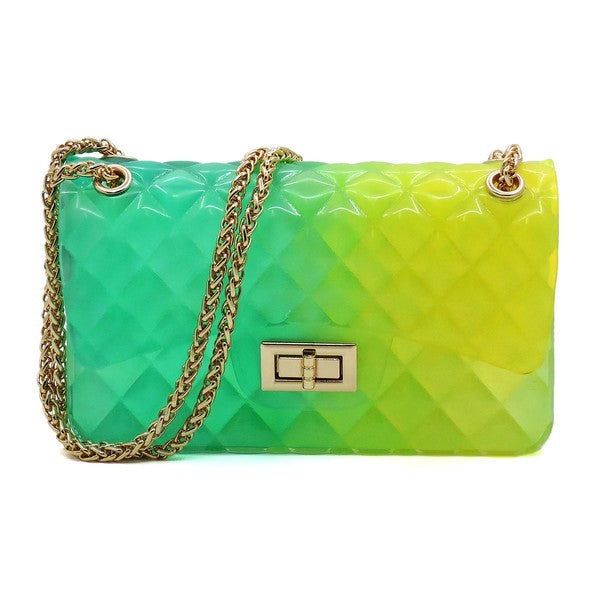 Quilt Embossed Multi Color Jelly Shoulder Bag - SELFTRITSS   