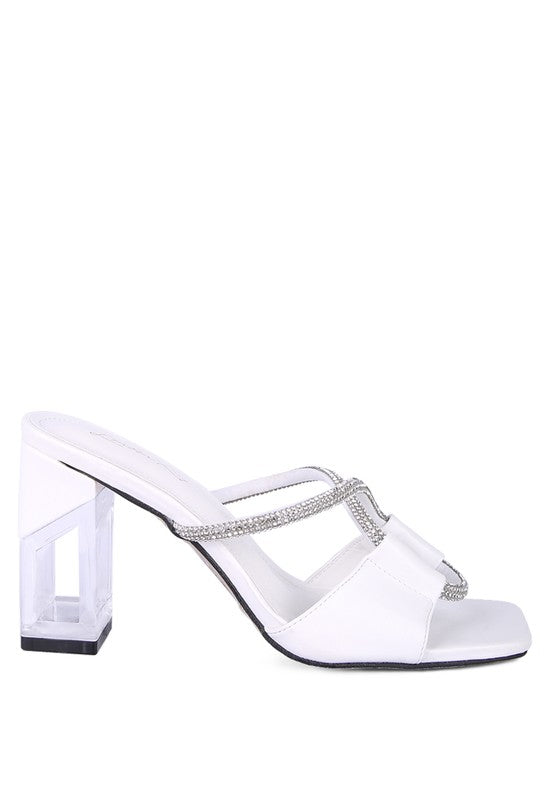 FINEAPPLE CRYSTAL LOOP MID HEEL SANDALS - SELFTRITSS   