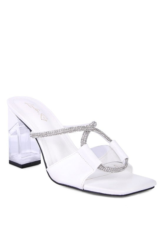 FINEAPPLE CRYSTAL LOOP MID HEEL SANDALS - SELFTRITSS   