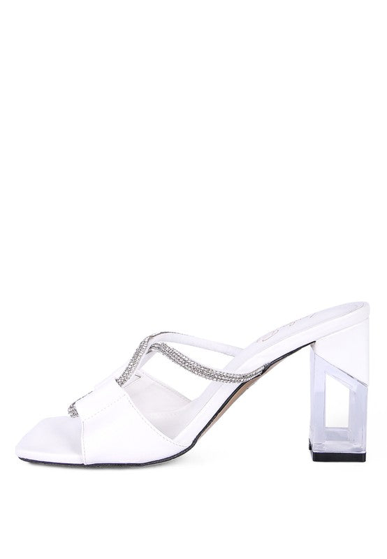 FINEAPPLE CRYSTAL LOOP MID HEEL SANDALS - SELFTRITSS   