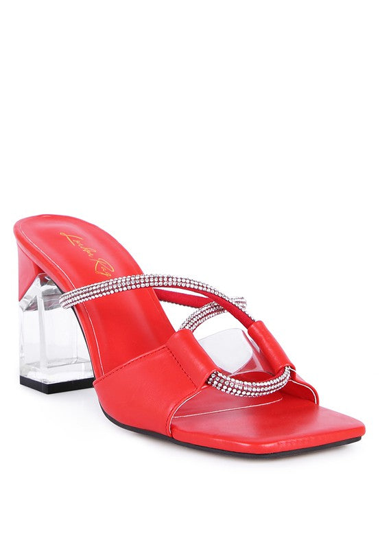 FINEAPPLE CRYSTAL LOOP MID HEEL SANDALS - SELFTRITSS   