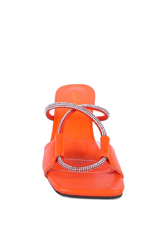 FINEAPPLE CRYSTAL LOOP MID HEEL SANDALS - SELFTRITSS   