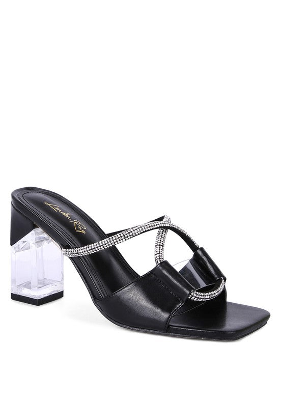 FINEAPPLE CRYSTAL LOOP MID HEEL SANDALS - SELFTRITSS   