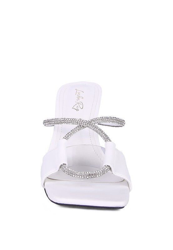 FINEAPPLE CRYSTAL LOOP MID HEEL SANDALS - SELFTRITSS   