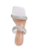 Dolls Diamante Mid Heel Slide Sandals - SELFTRITSS