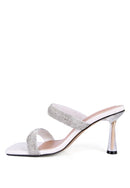 Dolls Diamante Mid Heel Slide Sandals - SELFTRITSS