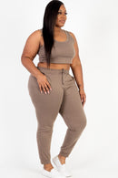 Plus French Terry Cropped Tank Top & Joggers Set - SELFTRITSS