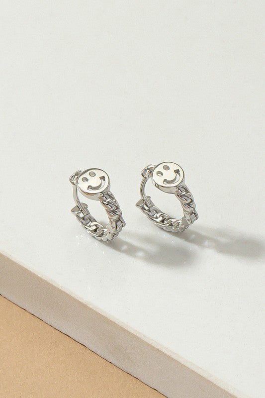 Smiley face huggie hoop earrings - SELFTRITSS   