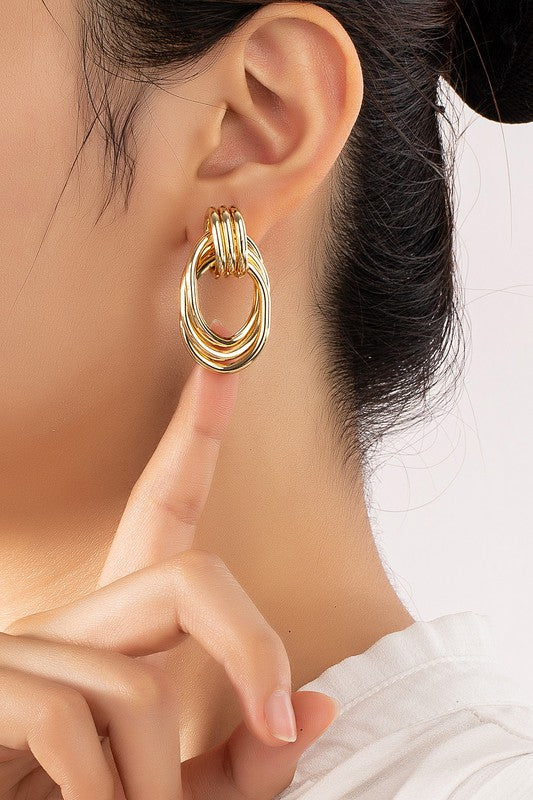 Premium Trio Metal Knot and Hoop Earrings - SELFTRITSS   