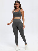 Scoop Neck Wide Strap Top and Pants Active Set - SELFTRITSS   