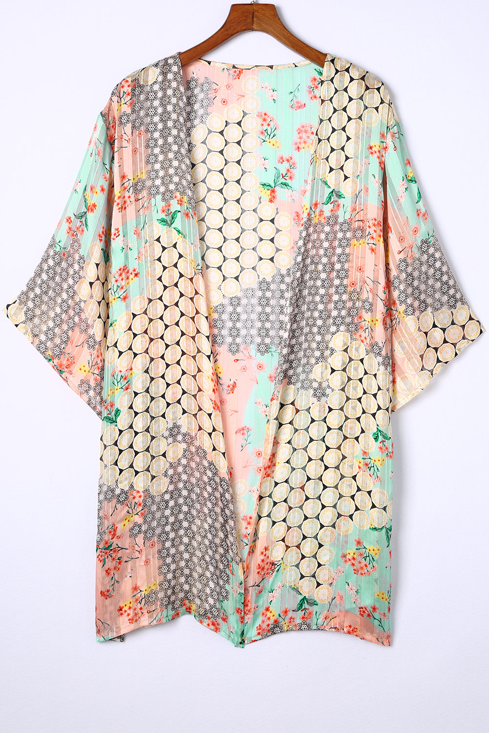 Multicolor Floral Open Sheer Shimmer Kimono - SELFTRITSS