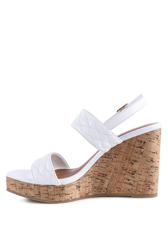MOHANA QUILTED HIGH WEDGE HEEL SANDALS - SELFTRITSS