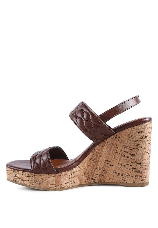 MOHANA QUILTED HIGH WEDGE HEEL SANDALS - SELFTRITSS