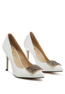 Cirrus Stiletto Crystal Brooch Pumps - SELFTRITSS