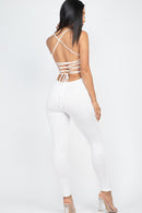 Criss-Cross Open Back Bodycon Jumpsuit - SELFTRITSS   