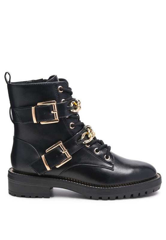 BILLY ATTA GIRL METAL CHAIN DETAIL BIKE BOOT - SELFTRITSS