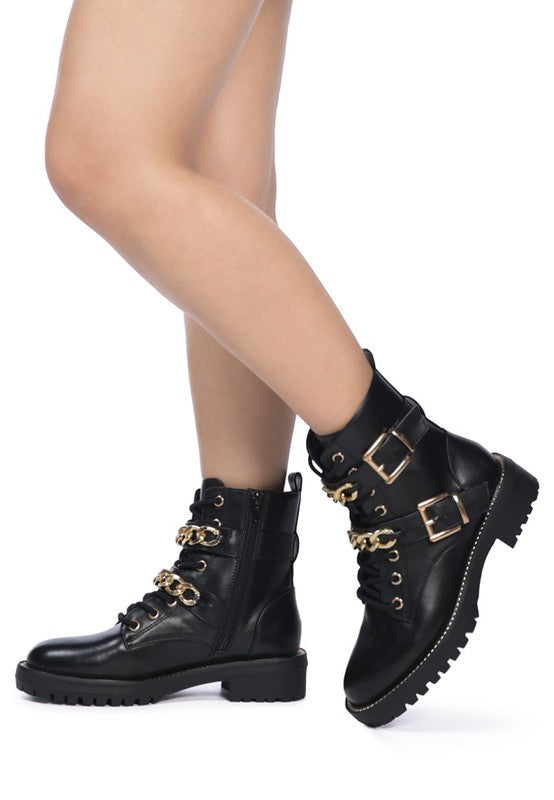 BILLY ATTA GIRL METAL CHAIN DETAIL BIKE BOOT - SELFTRITSS