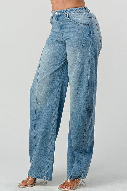 Athina Wide Leg Denim Jeans - SELFTRITSS