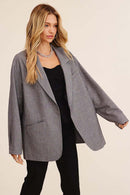 Oversized Mocha Grey Woven Blazer