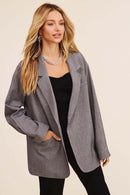 Oversized Mocha Grey Woven Blazer