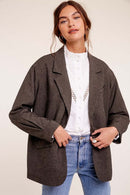 Oversized Mocha Grey Woven Blazer