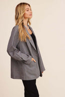 Oversized Mocha Grey Woven Blazer