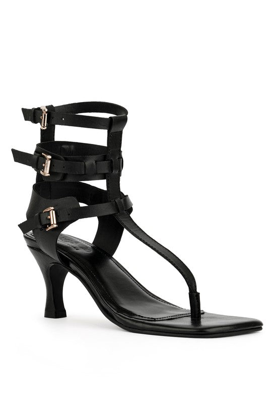 NEREID Kitten Heel Cut Out Gladiator Sandals - SELFTRITSS   