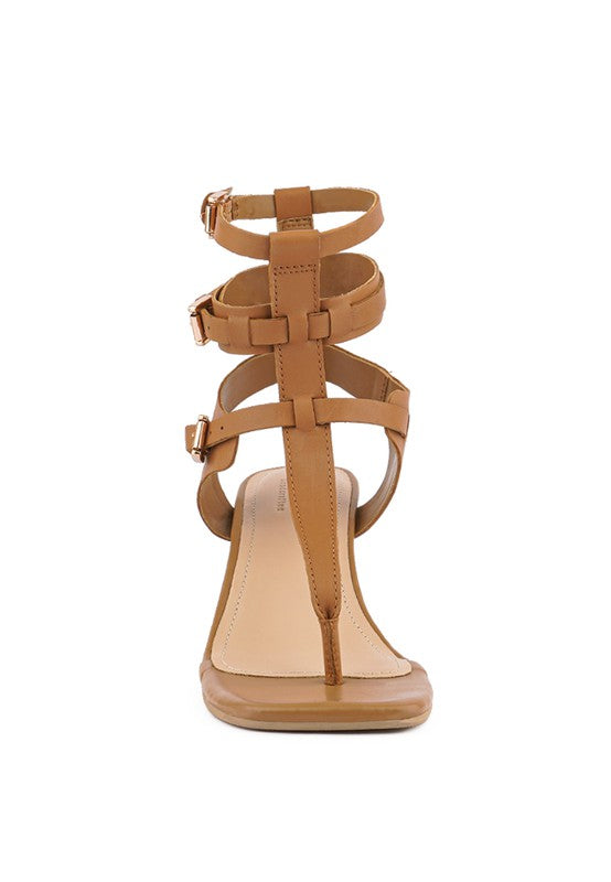 NEREID Kitten Heel Cut Out Gladiator Sandals - SELFTRITSS   