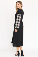 Knit Bishop Sleeve Tea Length Dress - SELFTRITSS