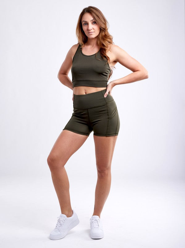 High-Waisted Athletic Shorts with Side Pockets - SELFTRITSS   