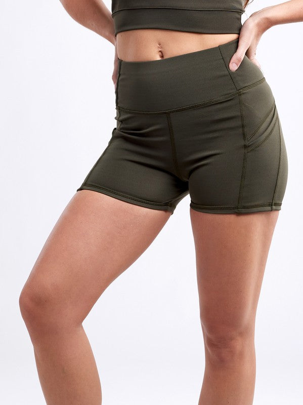 High-Waisted Athletic Shorts with Side Pockets - SELFTRITSS   