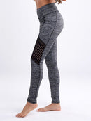 High-Waisted Workout Leggings with Mesh Panels - SELFTRITSS