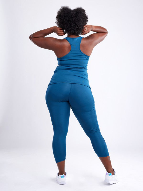 High-Waisted Workout Leggings with Mesh Panels - SELFTRITSS