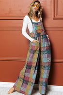 Multicolour Brushed Checkered Wide Leg Overalls - SELFTRITSS   