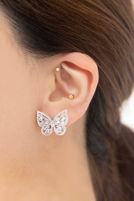 Crystal Butterfly Earrings Silver - SELFTRITSS   