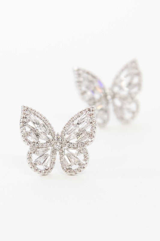 Crystal Butterfly Earrings Silver - SELFTRITSS   