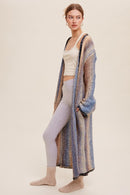 Multi Color Gradation Long Knit Open Cardigan - SELFTRITSS