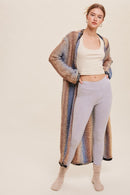 Multi Color Gradation Long Knit Open Cardigan - SELFTRITSS