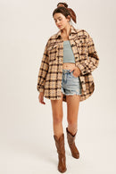 Oversized Plaid Soft Sherling Shacket - SELFTRITSS   