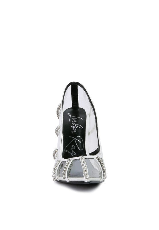 Diamante Clear High Heel Cage Pumps - SELFTRITSS   