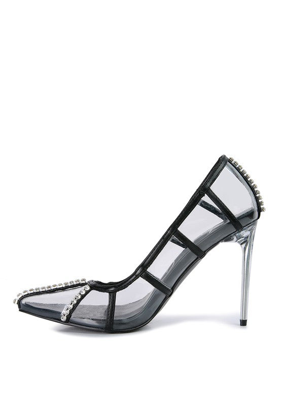 Diamante Clear High Heel Cage Pumps - SELFTRITSS   